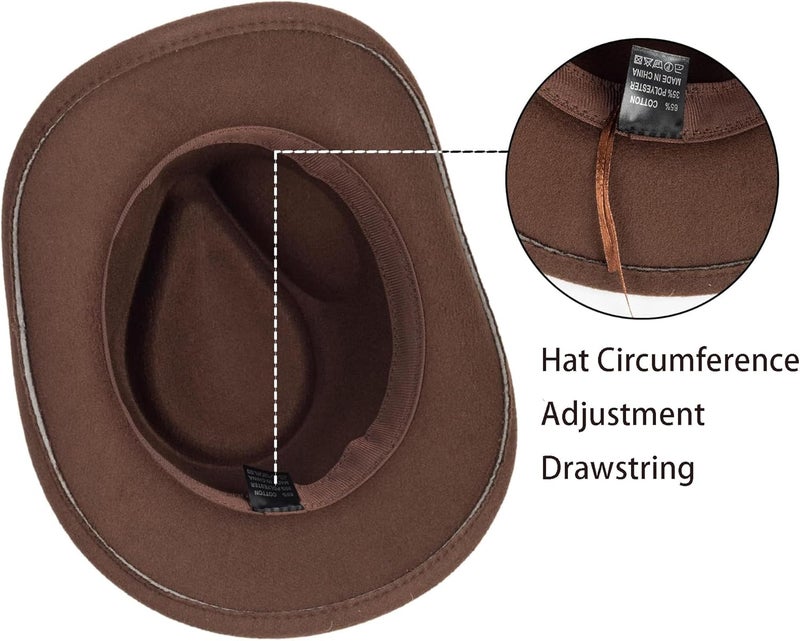 FGSS Kids Western Hats Boys Girls Cowboy Felt Fedora with Belt Buckle 3-7T - Image 4